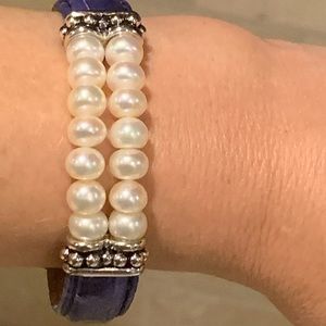 Honors Pearls Adjustable Leather Strap Bracelet